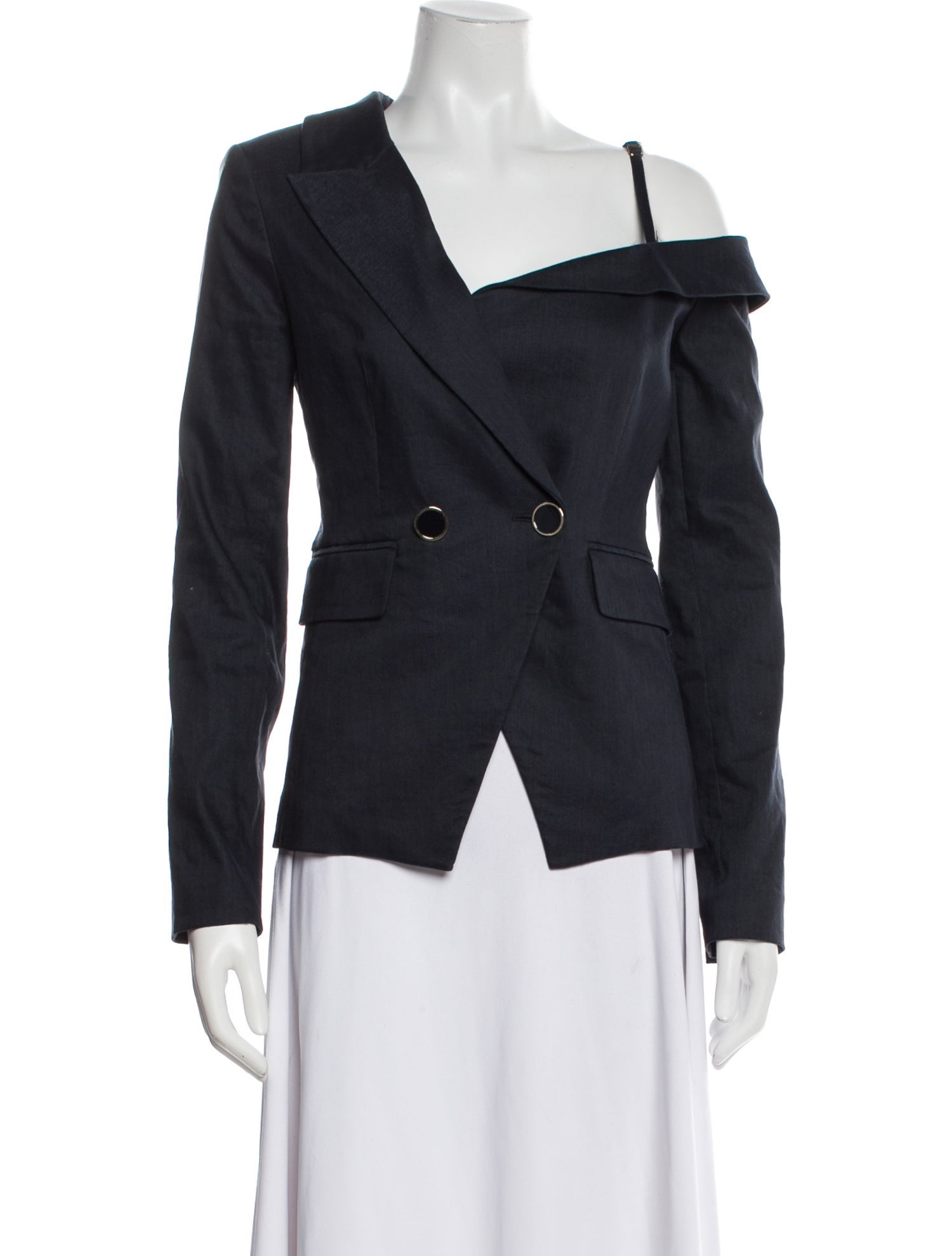 Veronica Beard Linen One-Shoulder Blouse