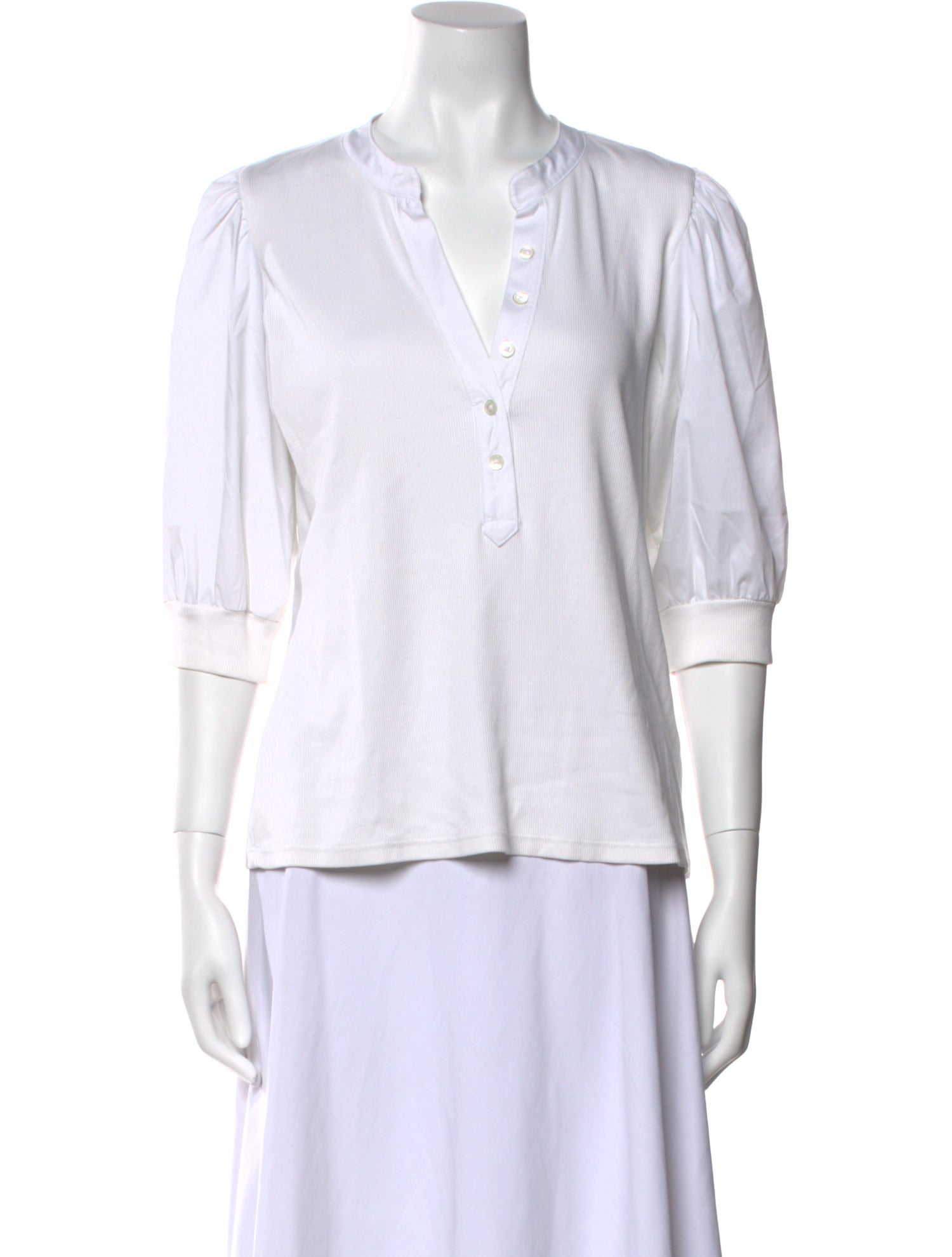 Veronica Beard V-Neck Three-Quarter Sleeve Blouse