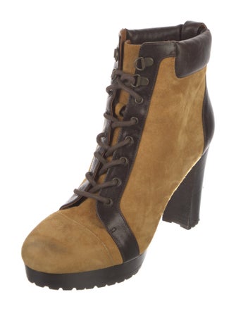 Veronica Beard Suede Printed Combat Boots