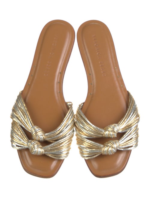 Veronica Beard Leather Glitter Accents Slides