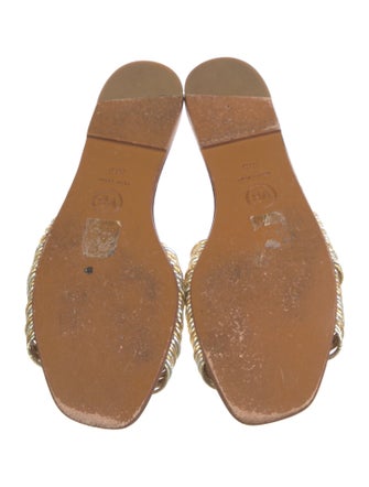 Veronica Beard Leather Glitter Accents Slides