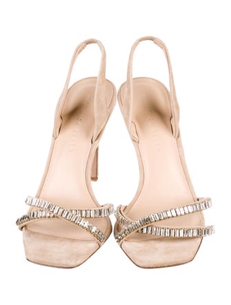 Veronica Beard Suede Crystal Embellishments Slingback Sandals