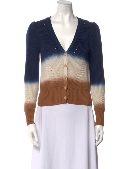 Veronica Beard Tie-Dye Print Plunge Neckline Sweater