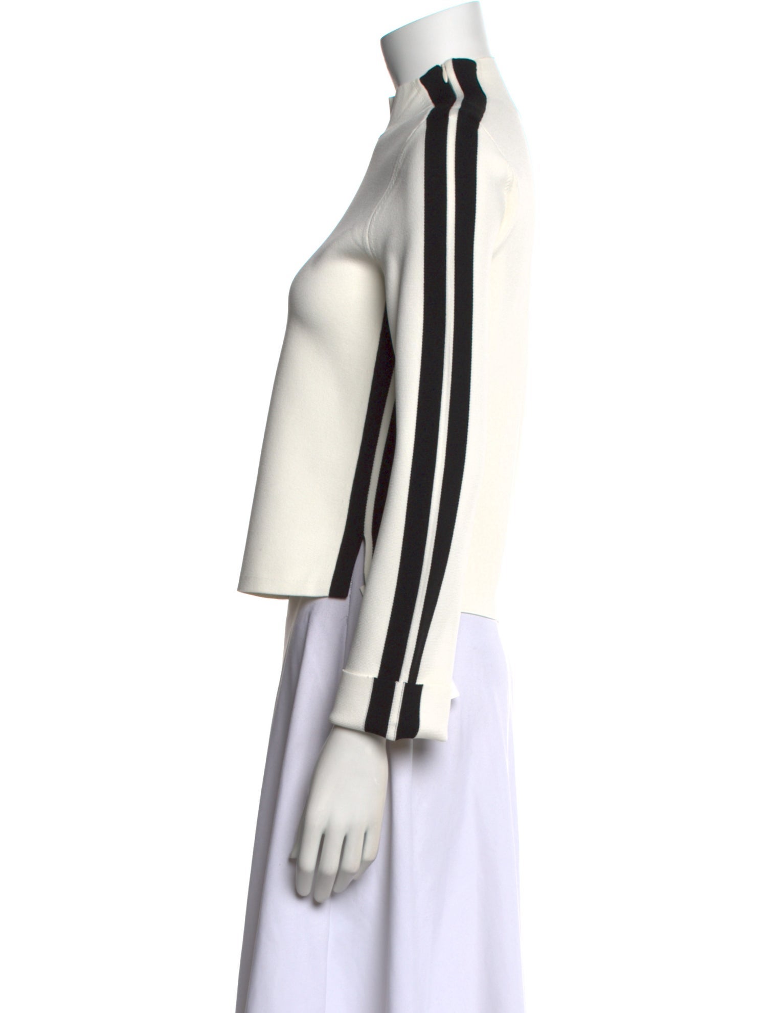 Veronica Beard Mock Neck Long Sleeve Crop Top