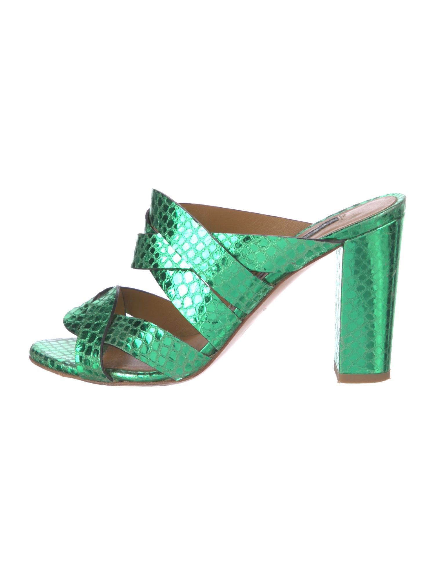 Veronica Beard Leather Animal Print Slides