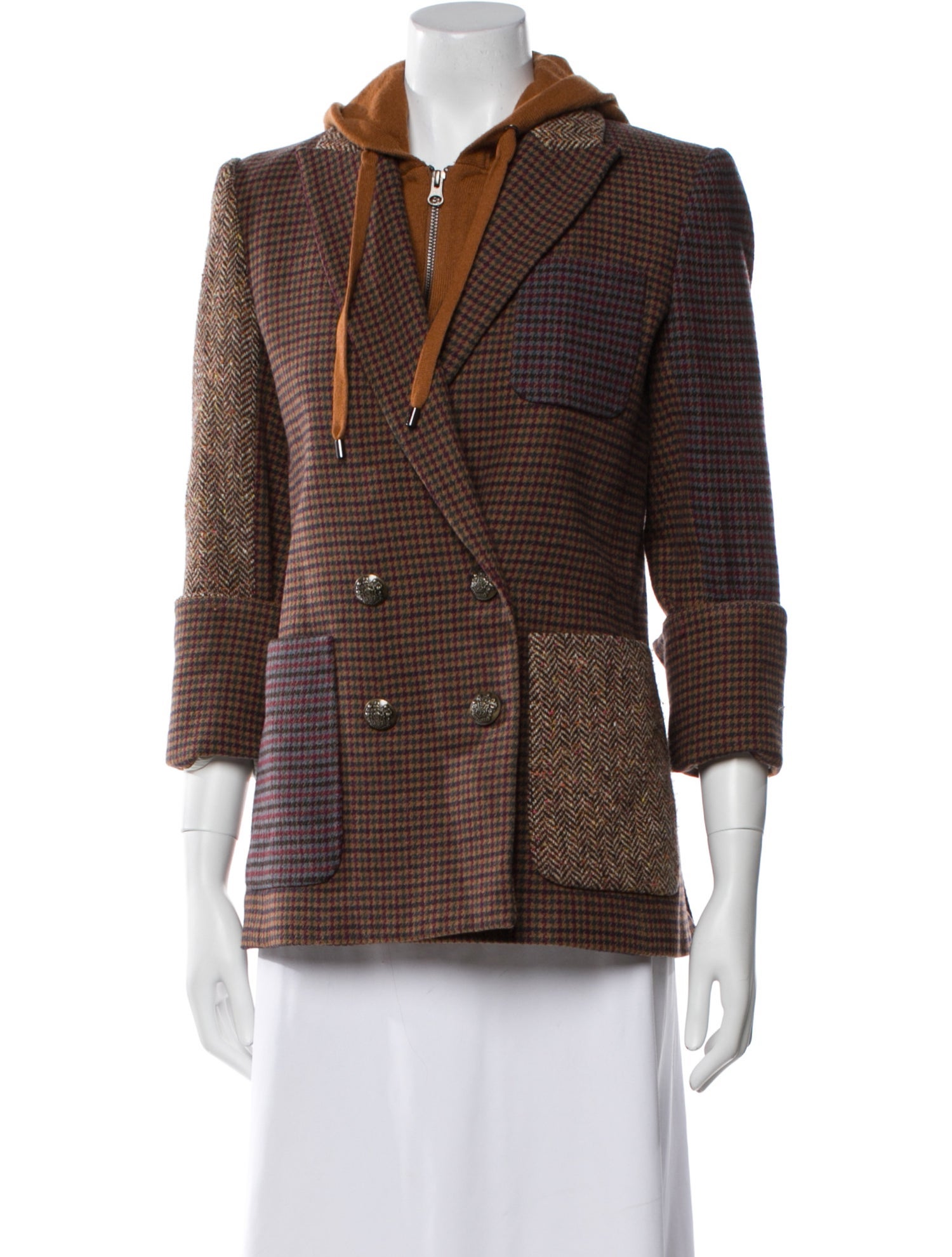 Veronica Beard Merino Wool Houndstooth Print Blazer