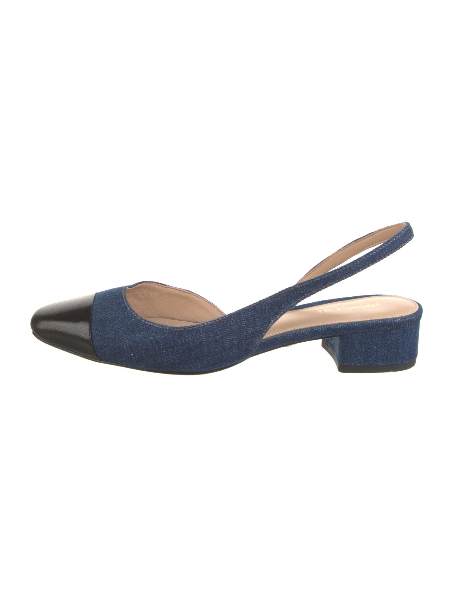 Veronica Beard Denim Colorblock Pattern Slingback Flats