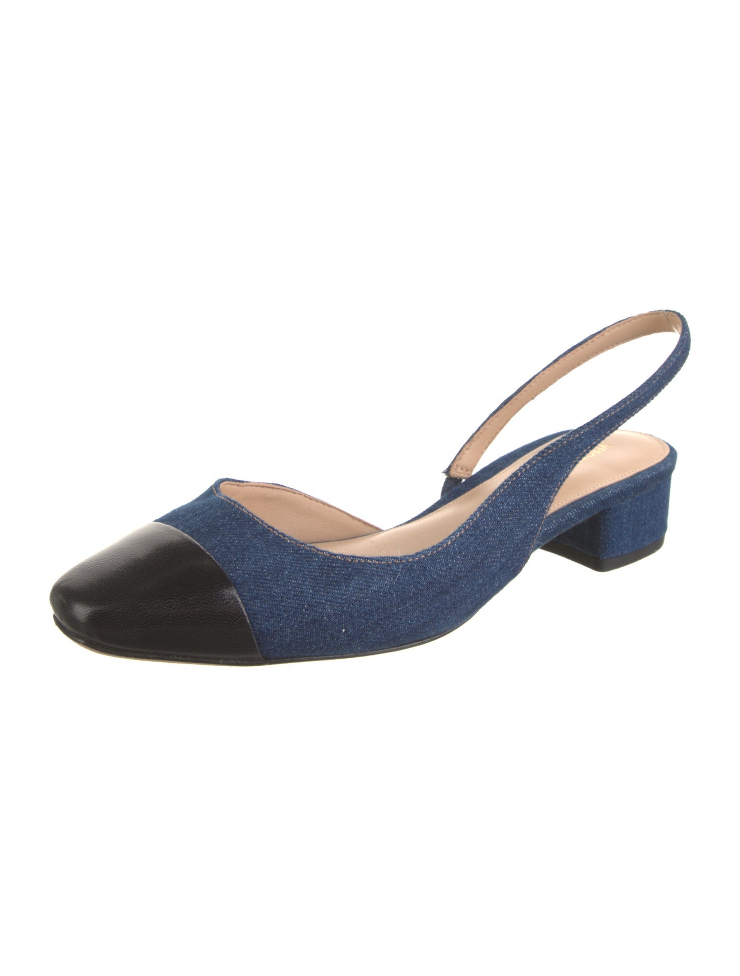 Veronica Beard Denim Colorblock Pattern Slingback Flats