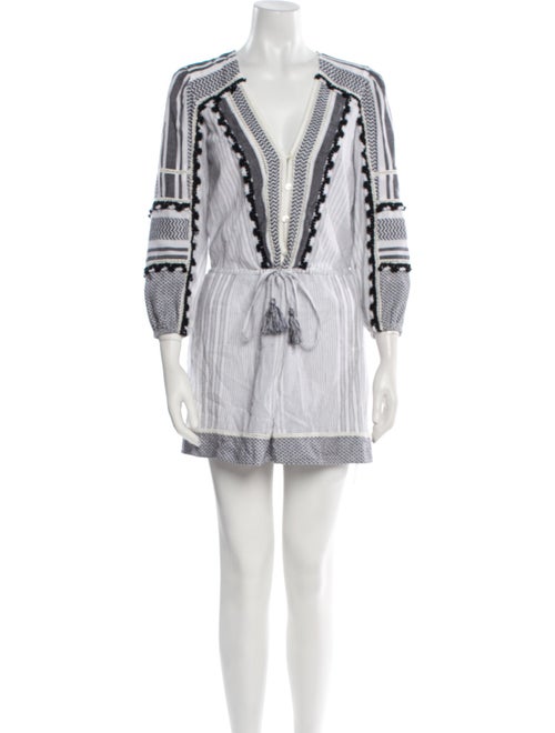 Veronica Beard Printed Plunge Neckline Romper