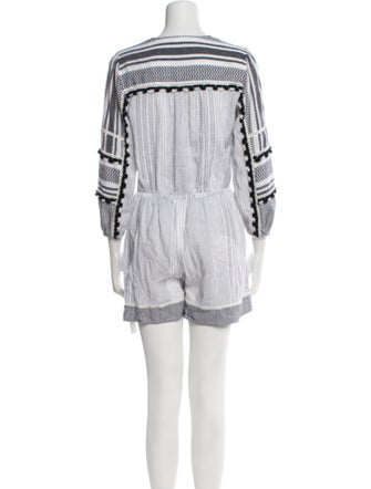 Veronica Beard Printed Plunge Neckline Romper