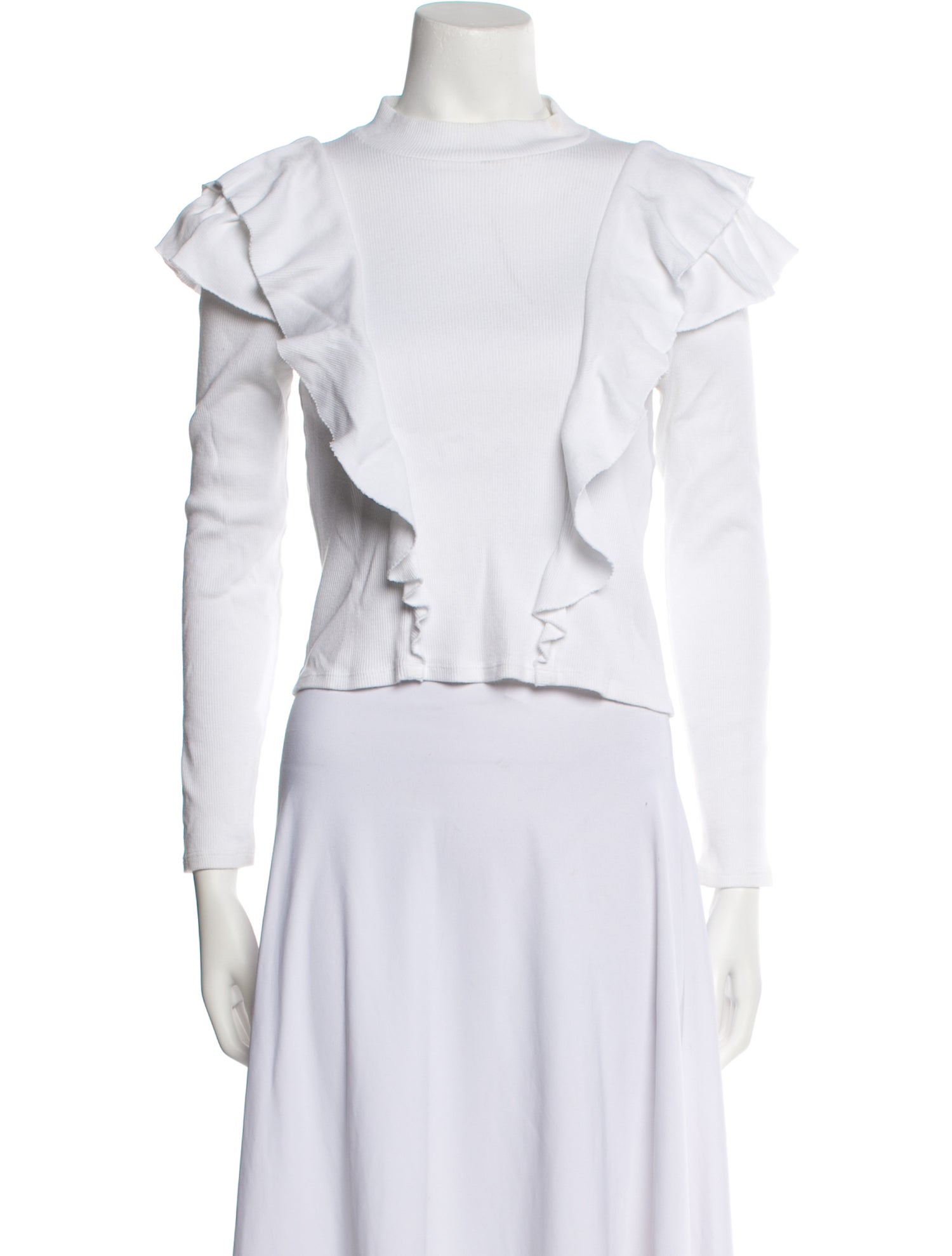 Veronica Beard Mock Neck Long Sleeve Crop Top