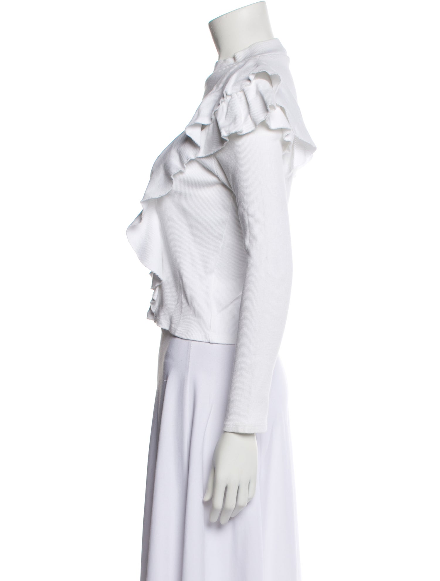 Veronica Beard Mock Neck Long Sleeve Crop Top