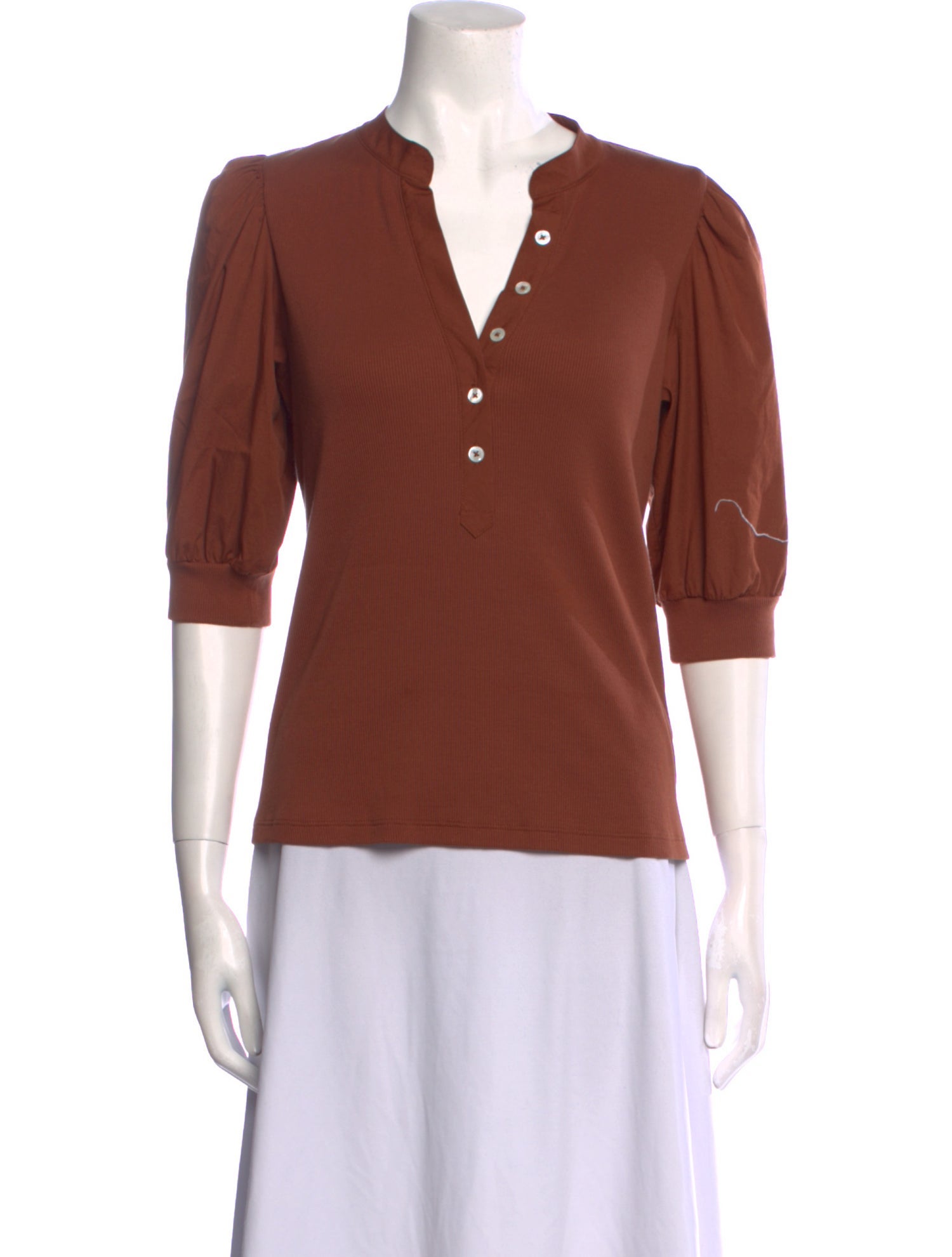Veronica Beard V-Neck Three-Quarter Sleeve Polo