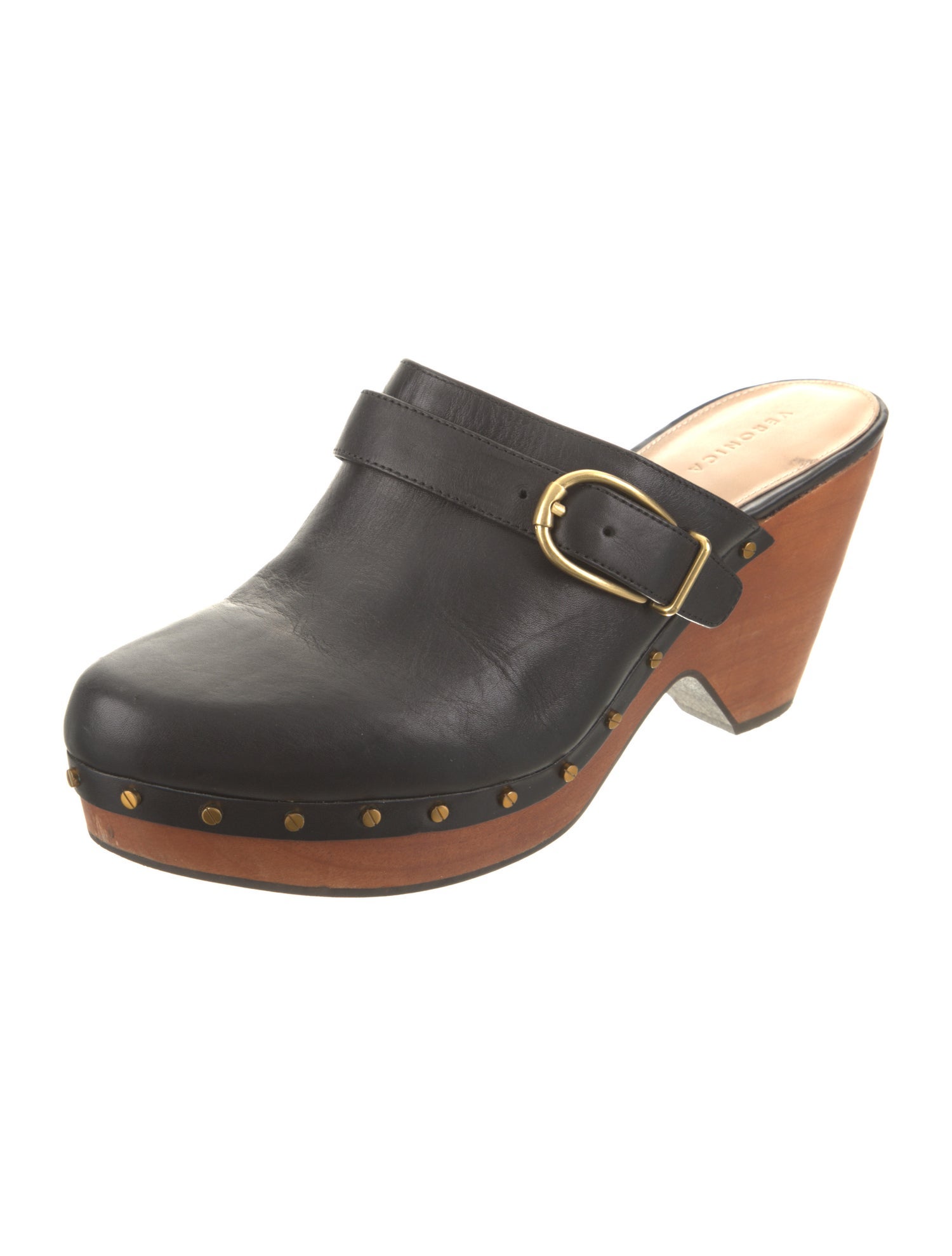 Veronica Beard Leather Studded Accents Mules