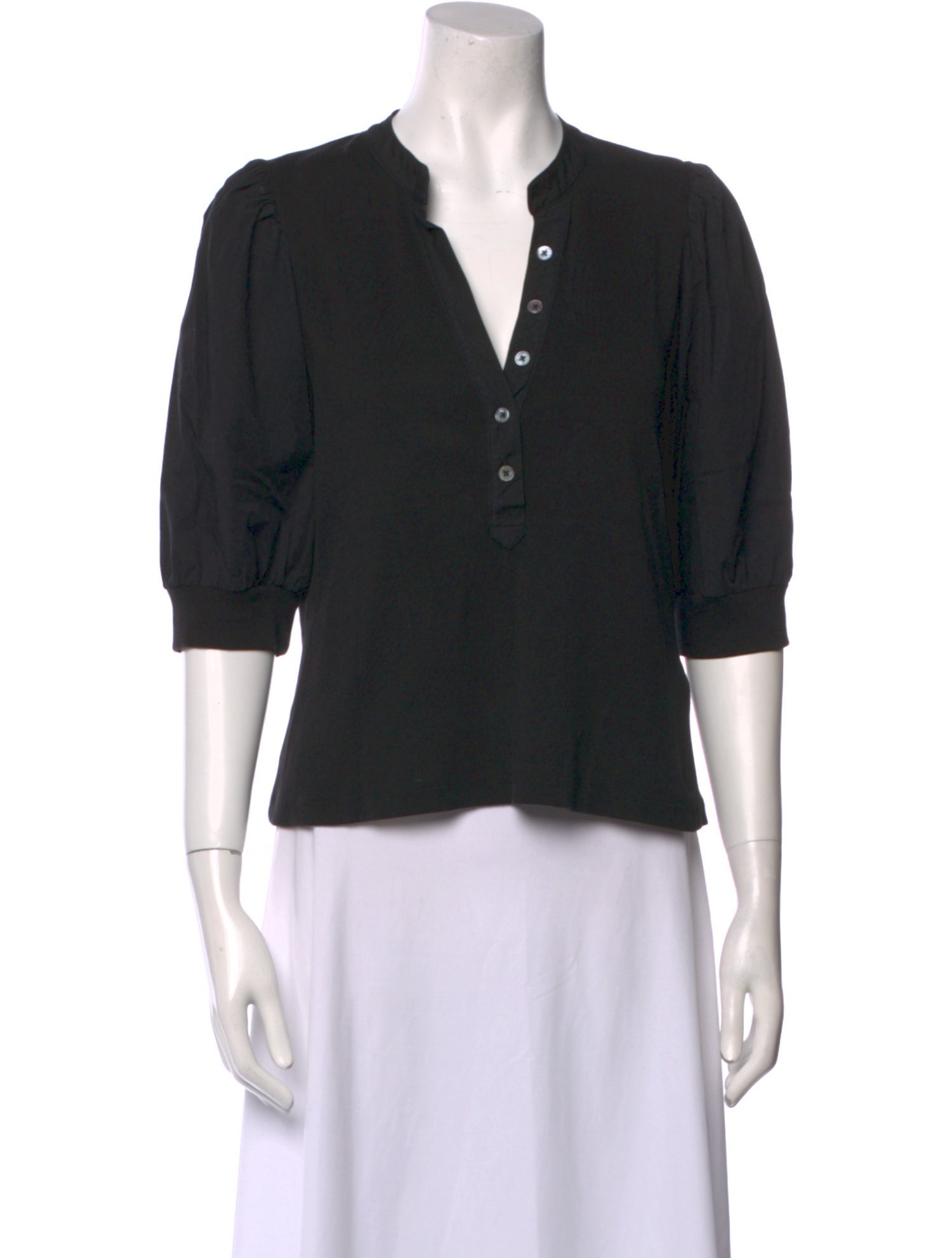 Veronica Beard V-Neck Three-Quarter Sleeve Polo