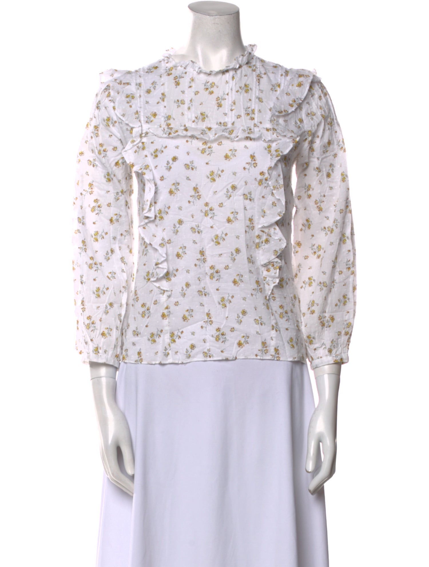 Veronica Beard Floral Print Mock Neck Top