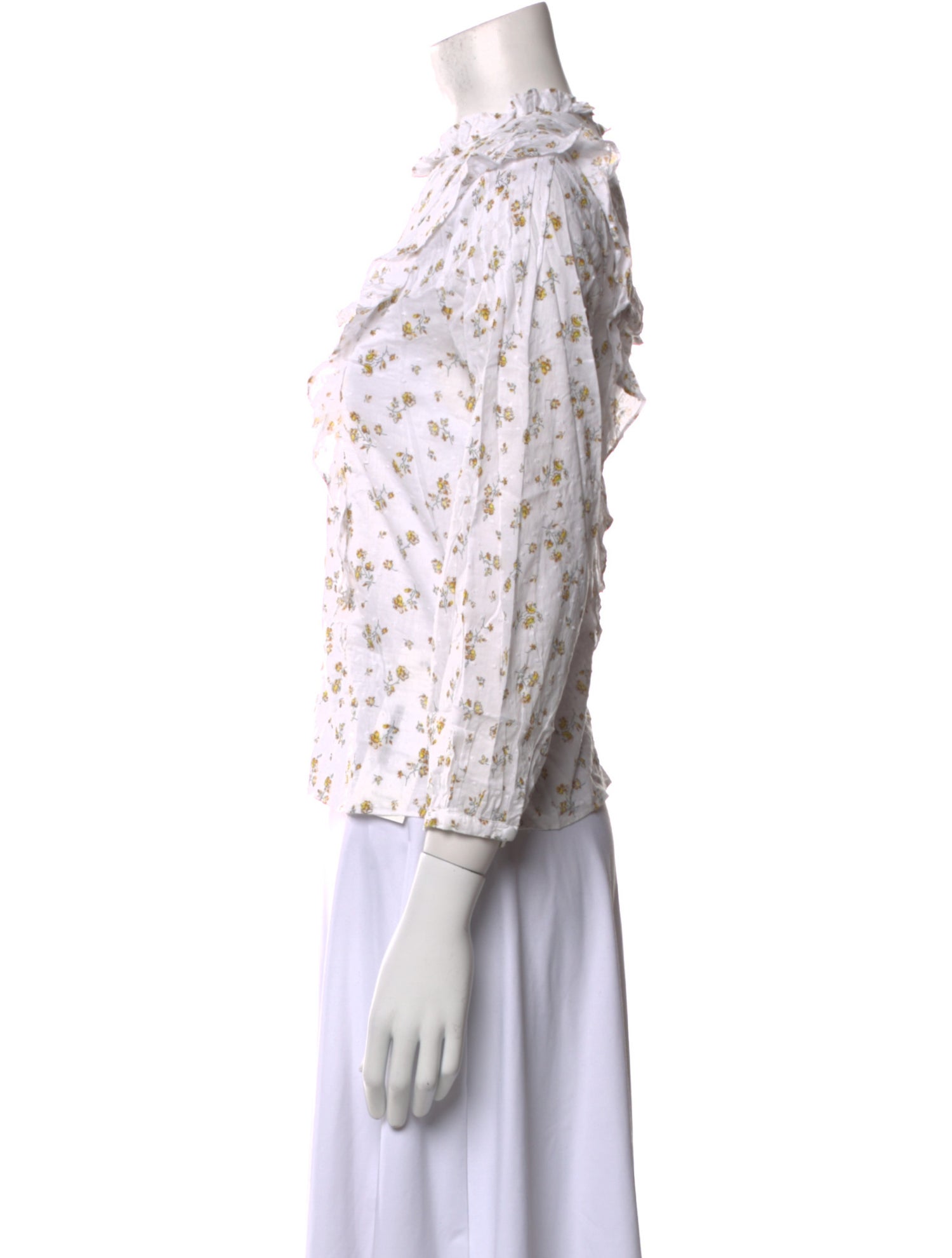 Veronica Beard Floral Print Mock Neck Top