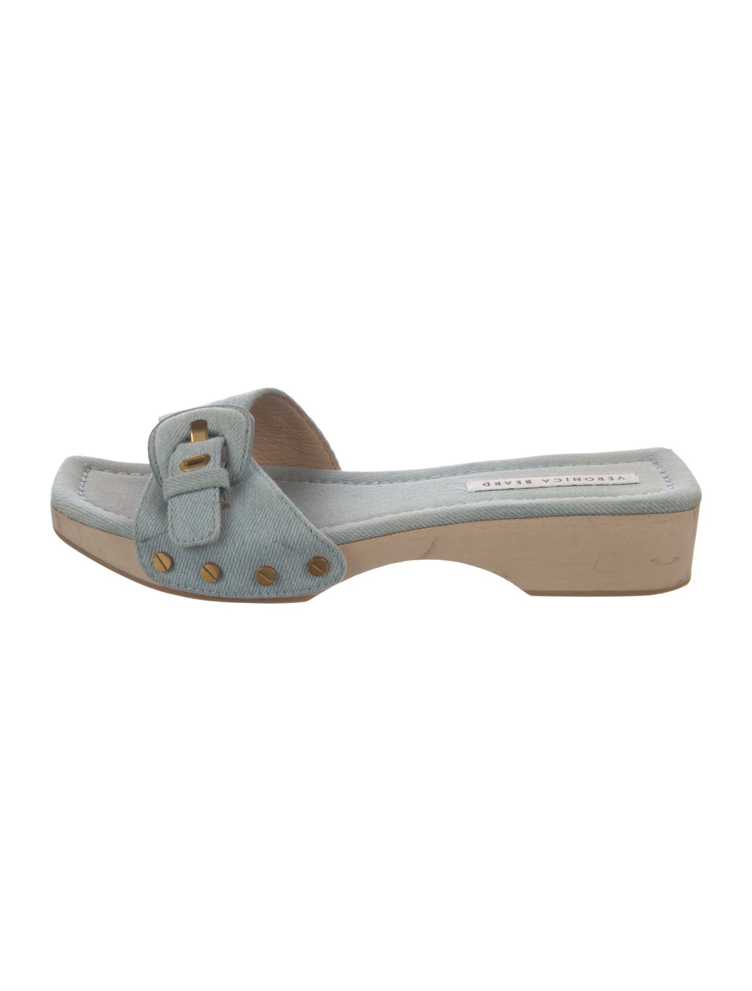 Veronica Beard Denim Studded Accents Slides