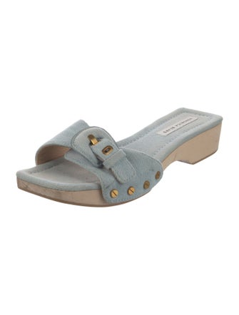 Veronica Beard Denim Studded Accents Slides