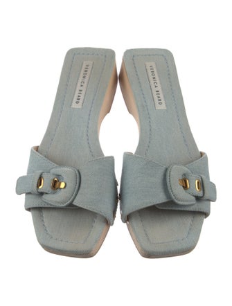 Veronica Beard Denim Studded Accents Slides