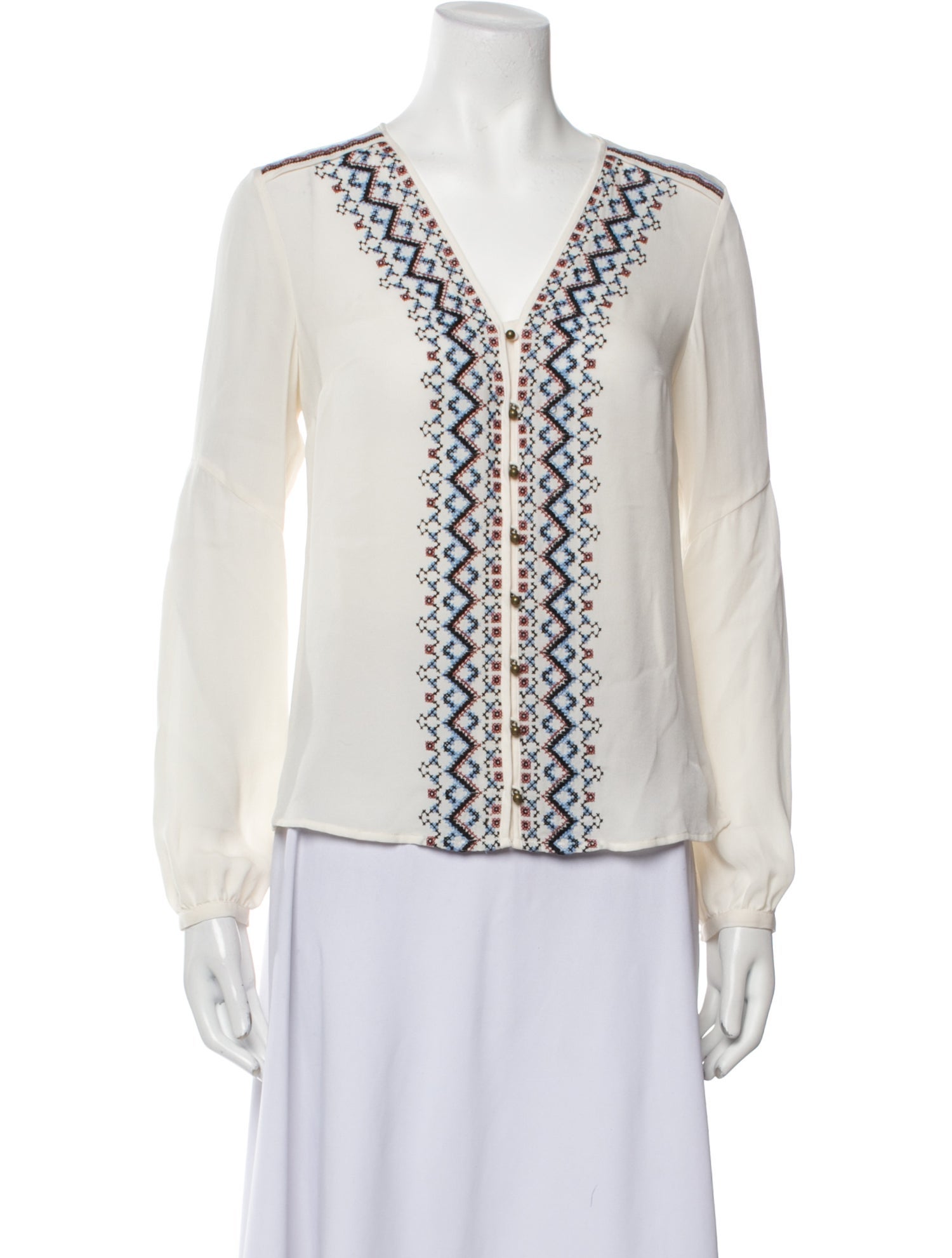 Veronica Beard Silk V-Neck Blouse