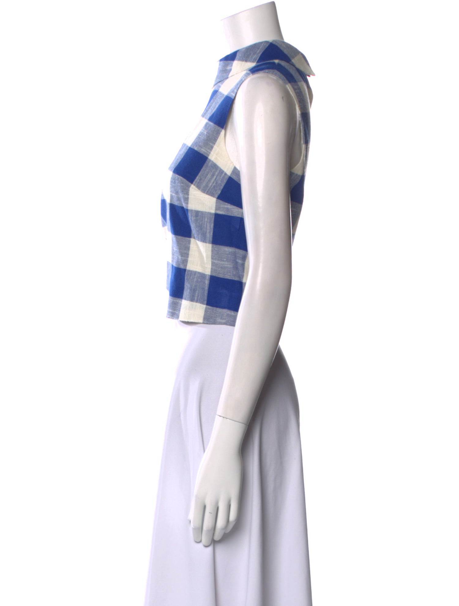 Veronica Beard Plaid Print Mock Neck Crop Top