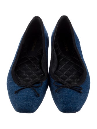 Veronica Beard Denim Bow Accents Ballet Flats
