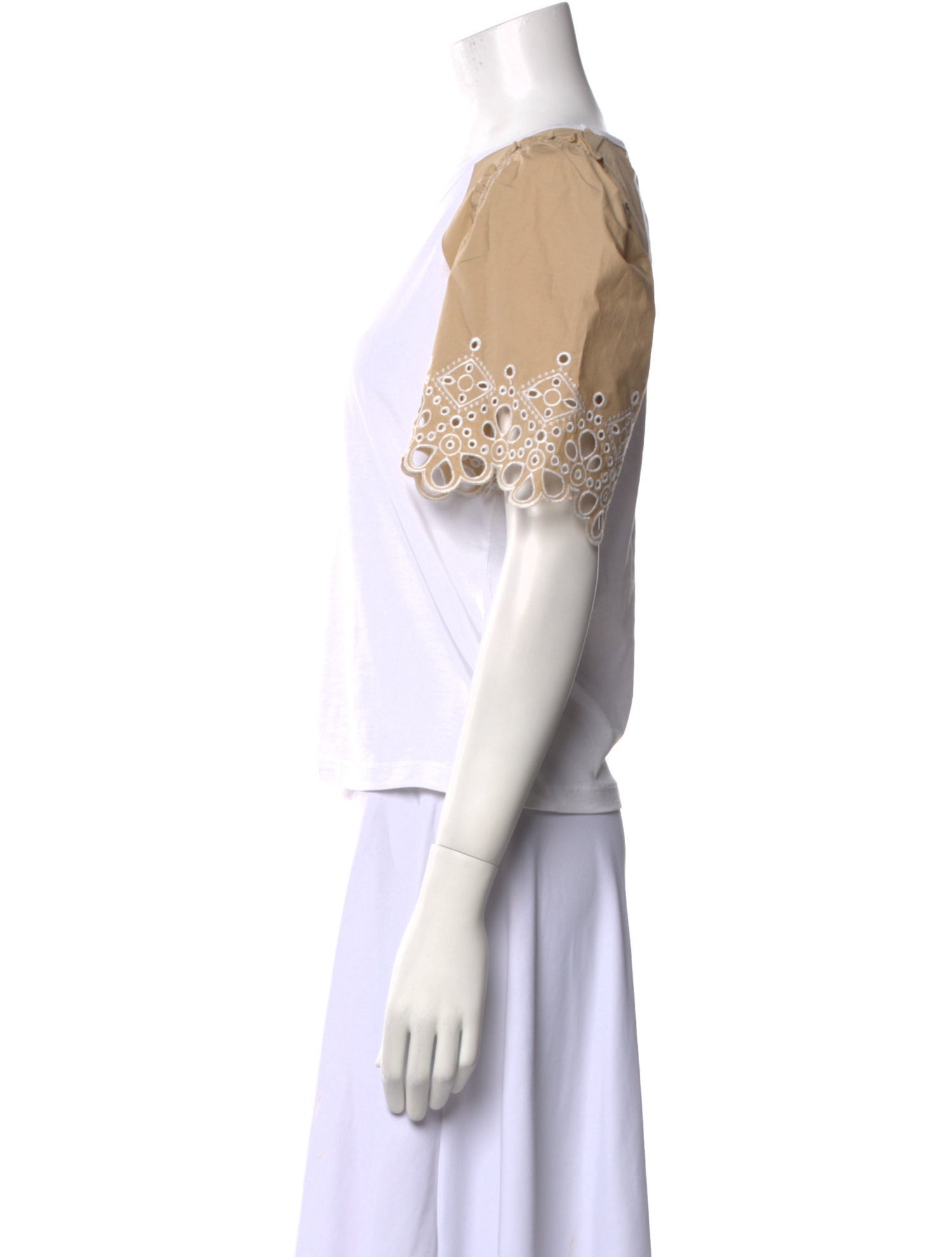 Veronica Beard Colorblock Pattern Crew Neck Crop Top