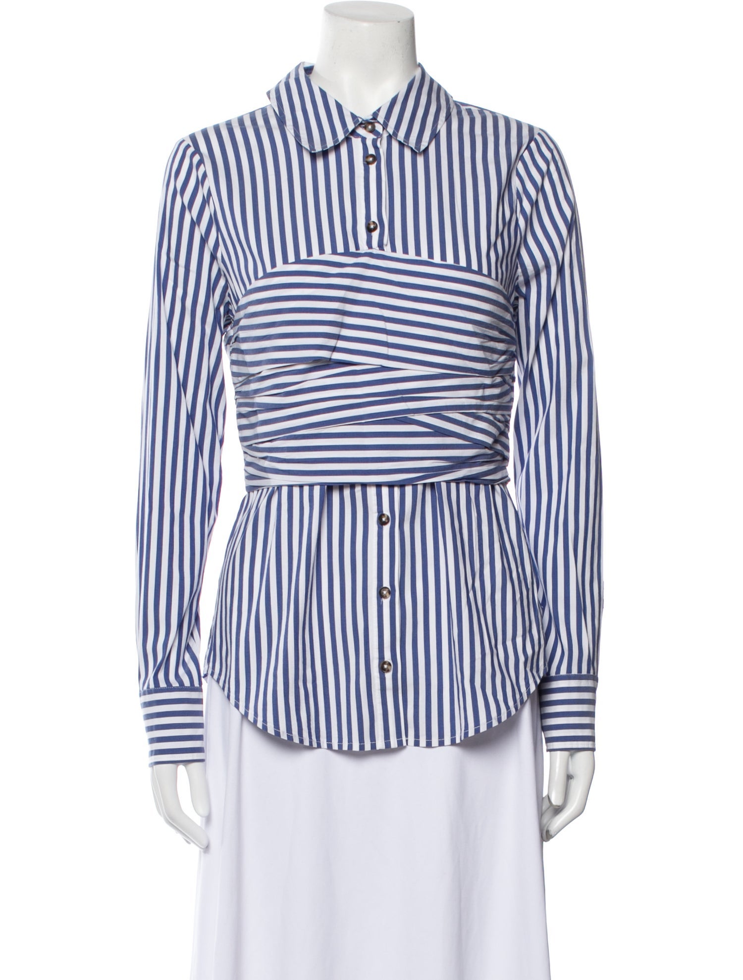Veronica Beard Striped Long Sleeve Button-Up Top