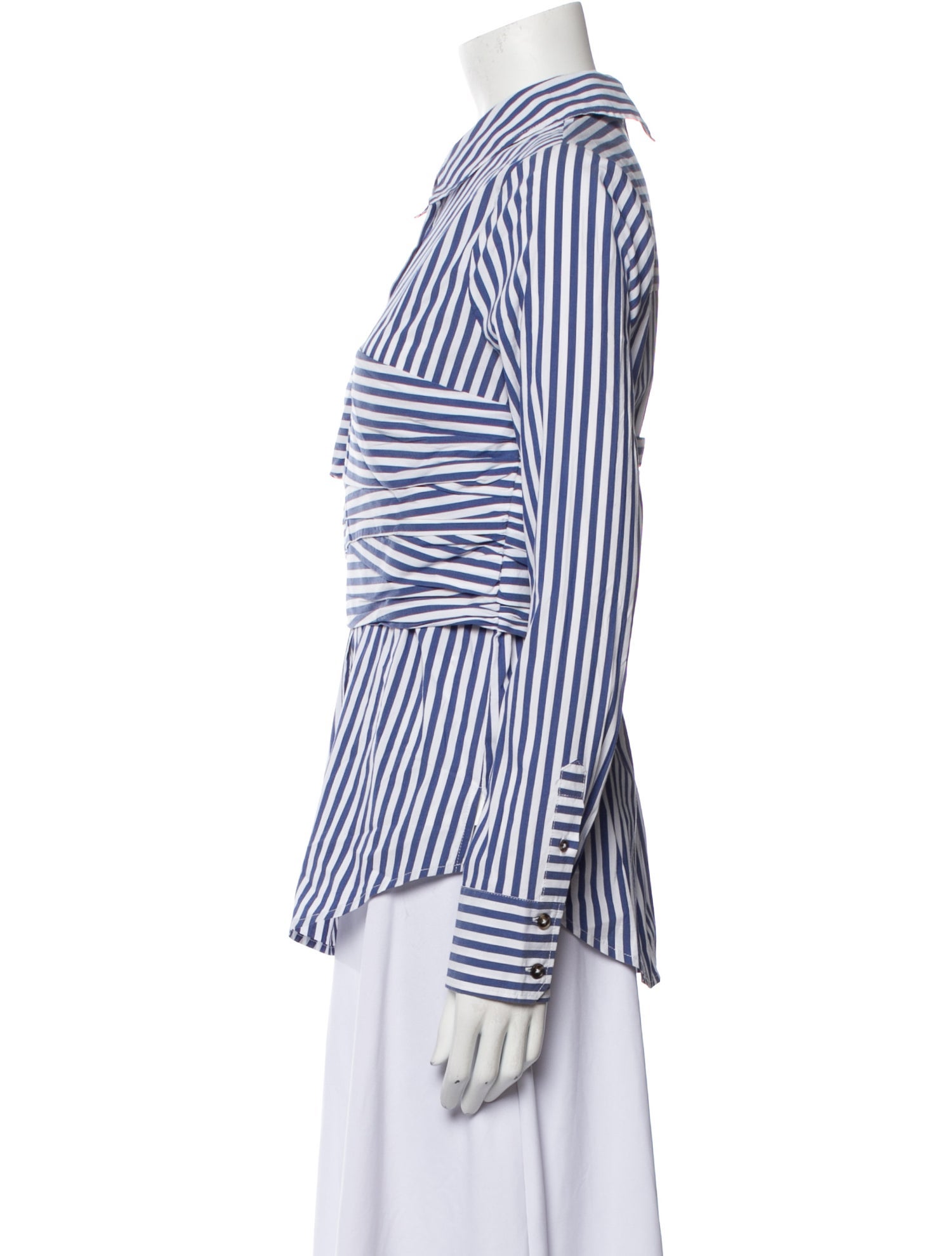 Veronica Beard Striped Long Sleeve Button-Up Top