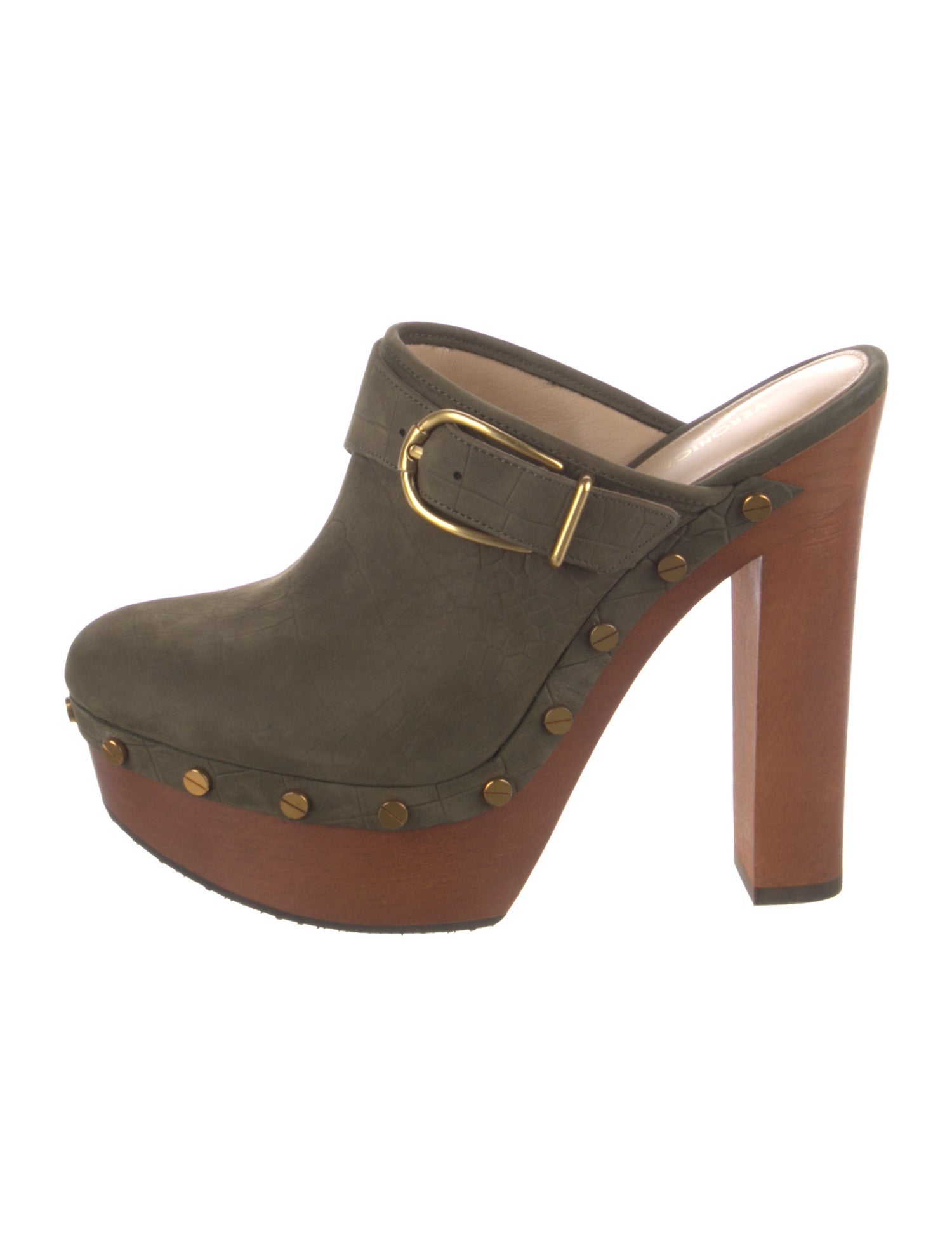 Veronica Beard Leather Studded Accents Mules