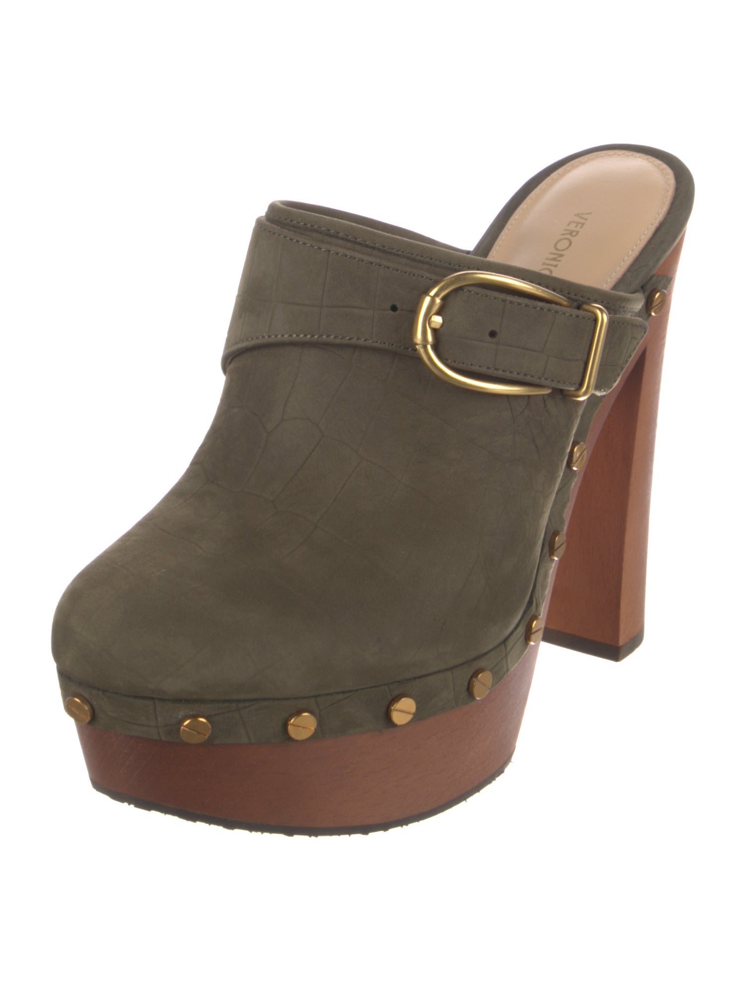 Veronica Beard Leather Studded Accents Mules