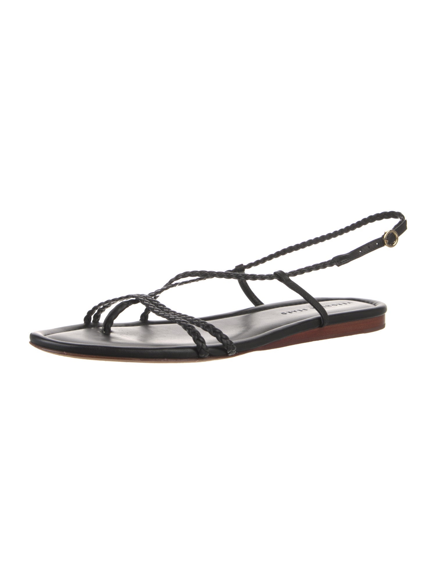 Veronica Beard Leather Braided Accents Slingback Sandals