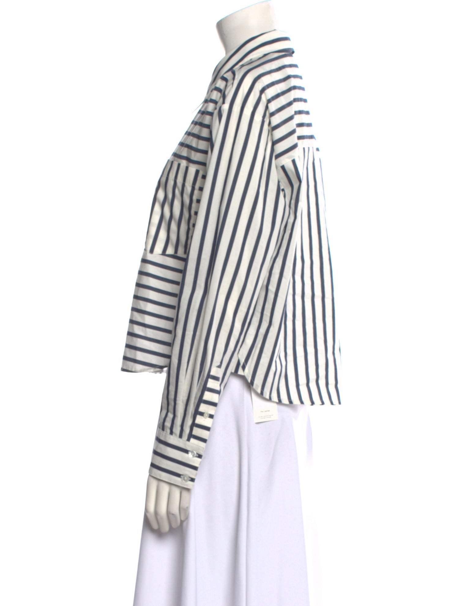 Veronica Beard Striped Long Sleeve Button-Up Top