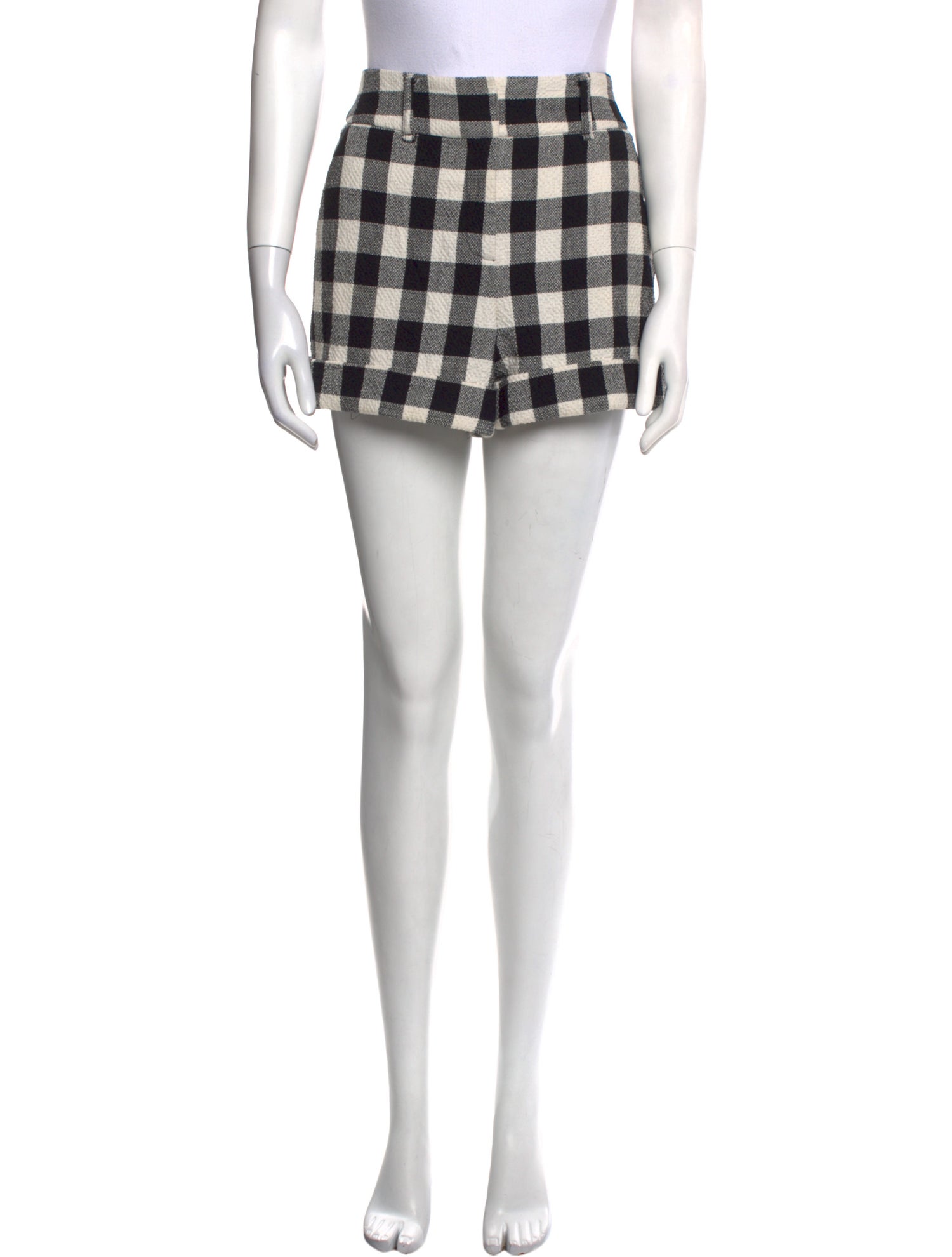 Veronica Beard Plaid Print Mini Shorts
