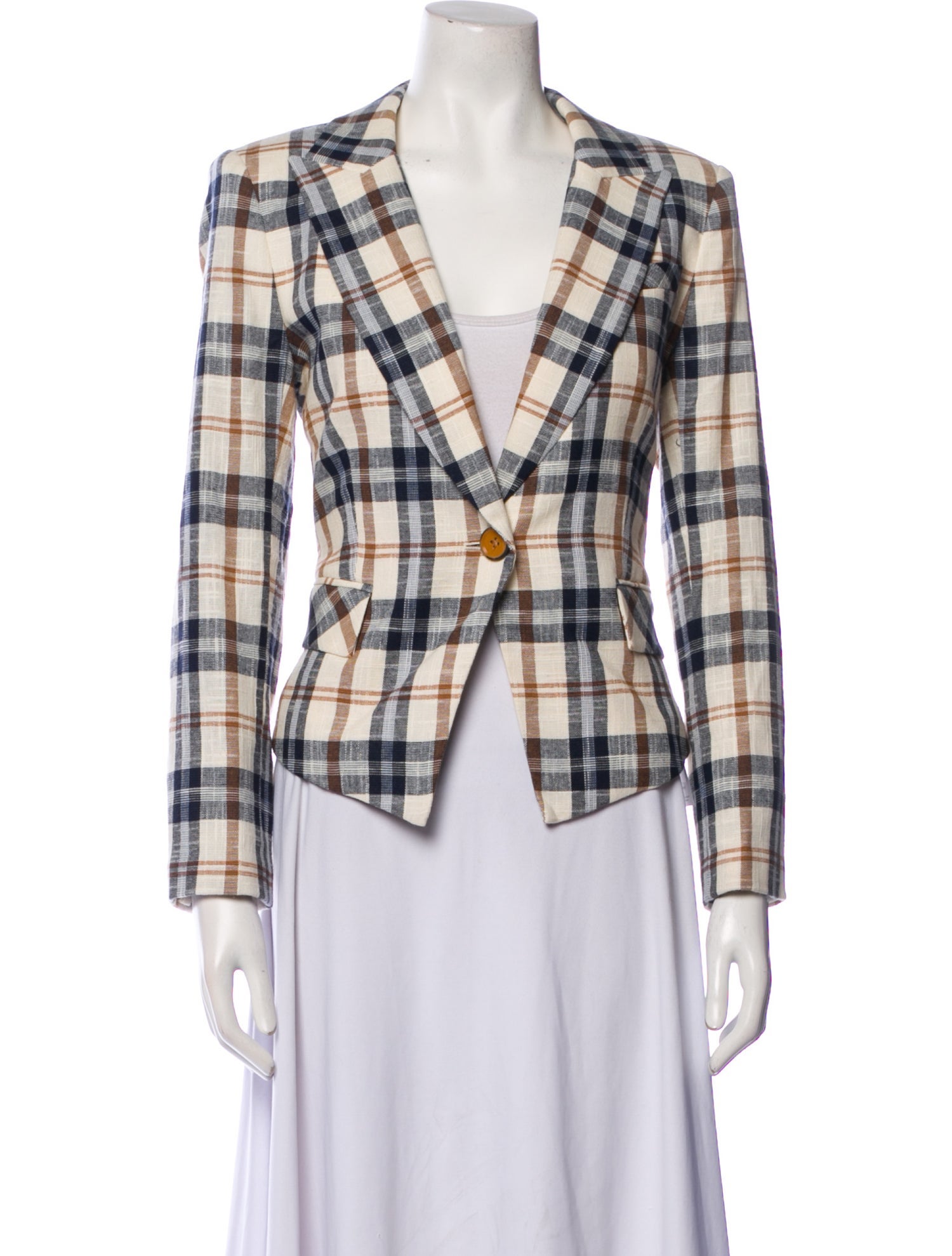 Veronica Beard Plaid Print Blazer