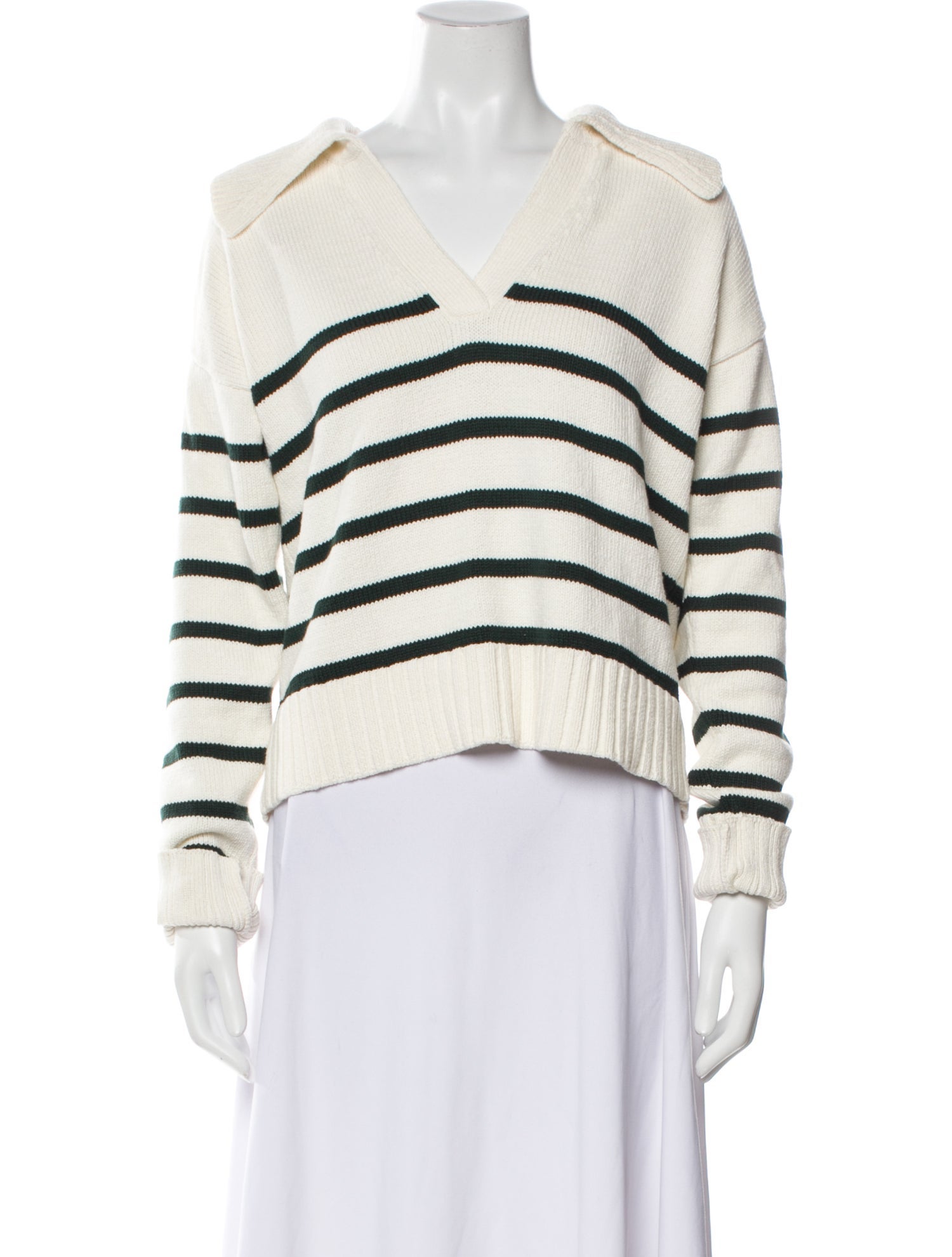 Veronica Beard Striped V-Neck Sweatshirt