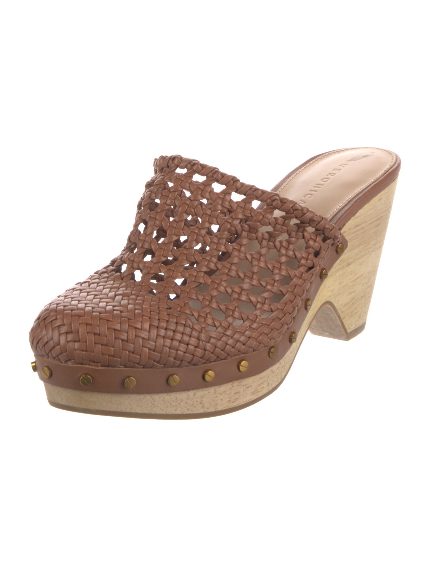 Veronica Beard Leather Colorblock Pattern Mules