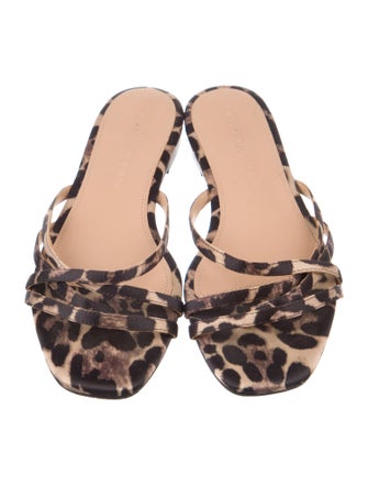 Veronica Beard Satin Animal Print Slides