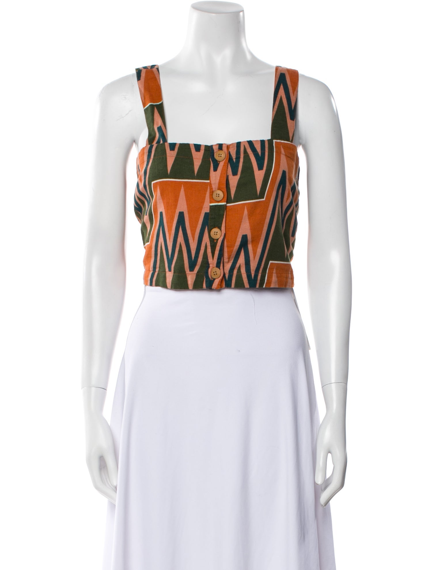 Veronica Beard Linen Printed Crop Top