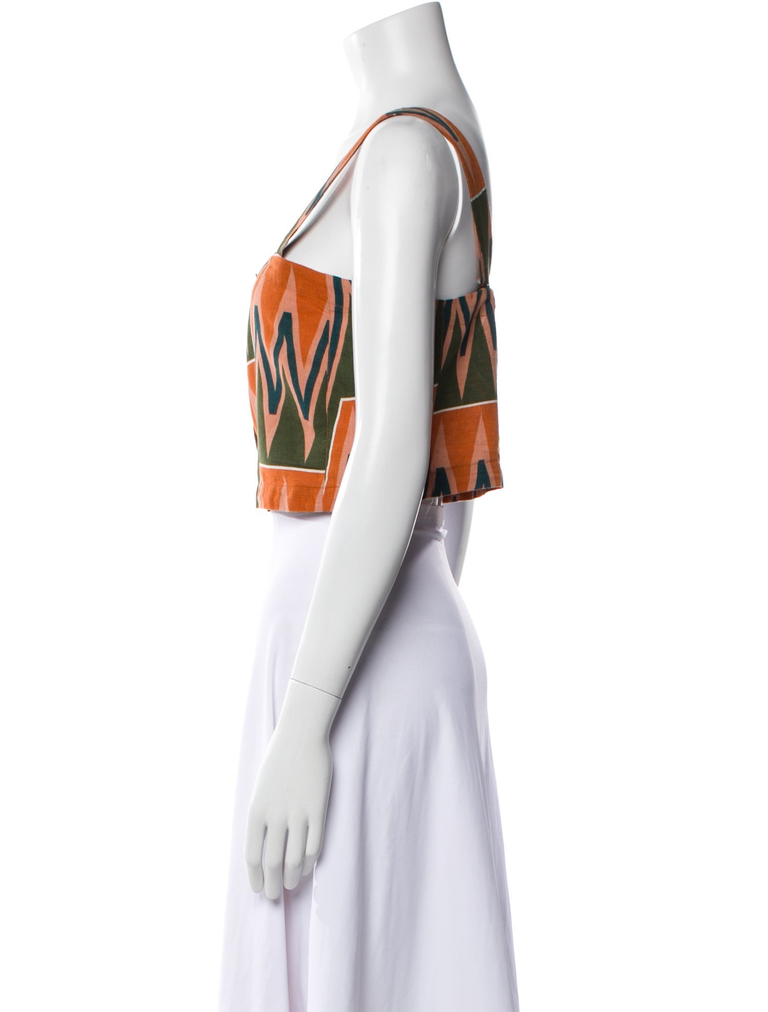 Veronica Beard Linen Printed Crop Top