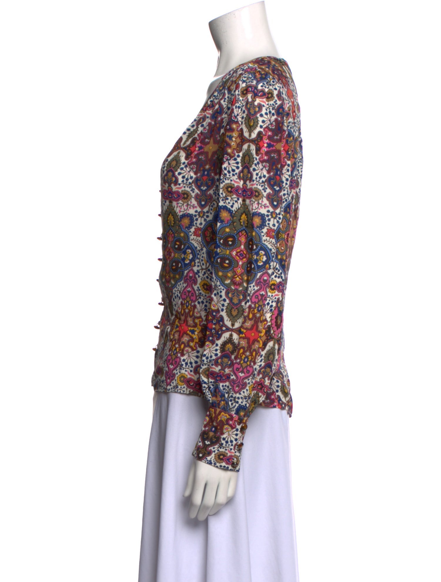 Veronica Beard Printed V-Neck Blouse