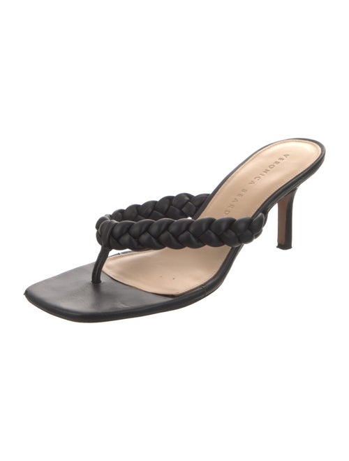 Veronica Beard Leather Braided Accents Slides