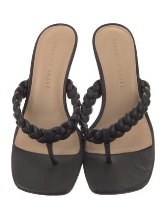 Veronica Beard Leather Braided Accents Slides