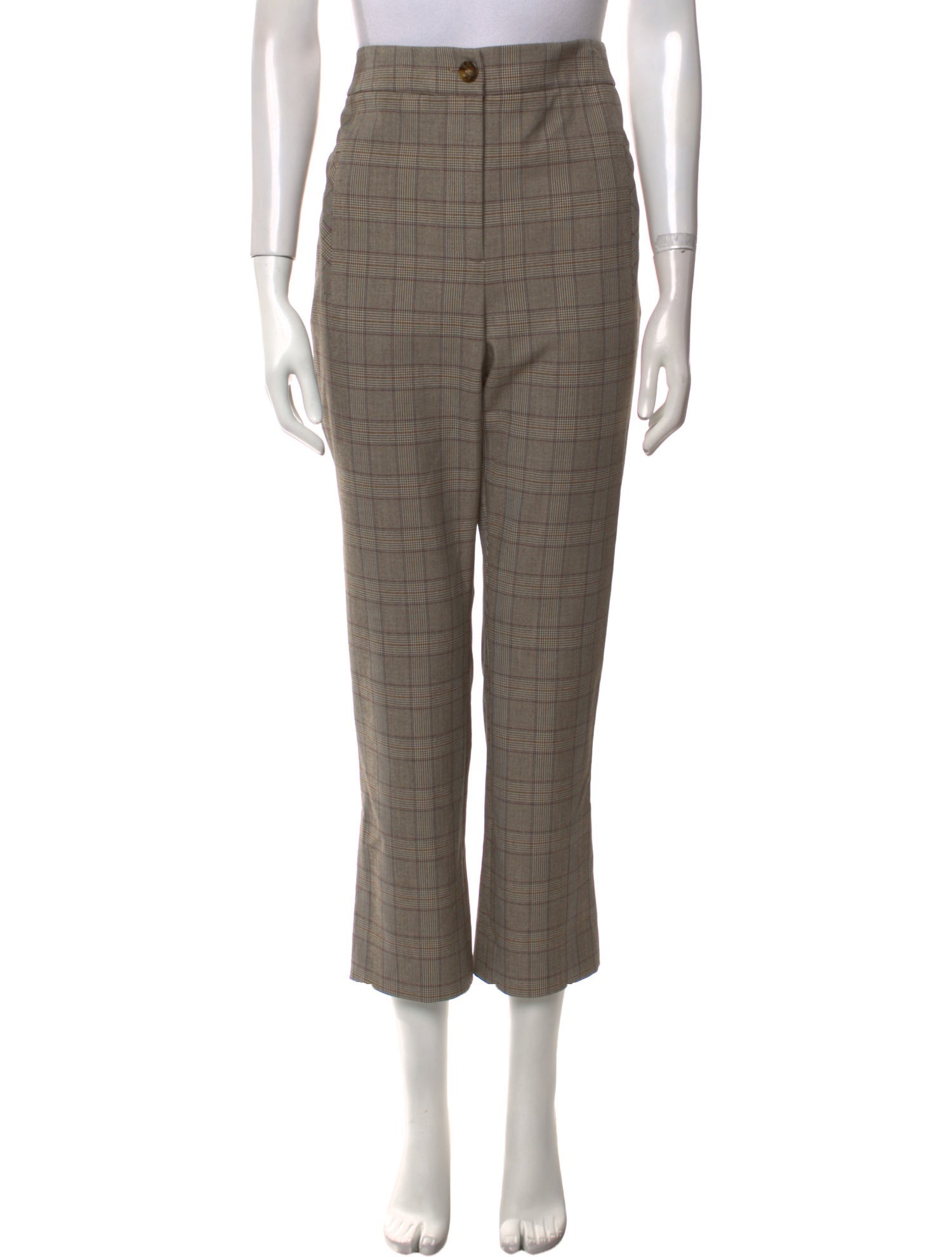 Veronica Beard Plaid Print Straight Leg Pants