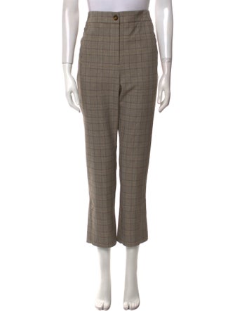 Veronica Beard Plaid Print Straight Leg Pants