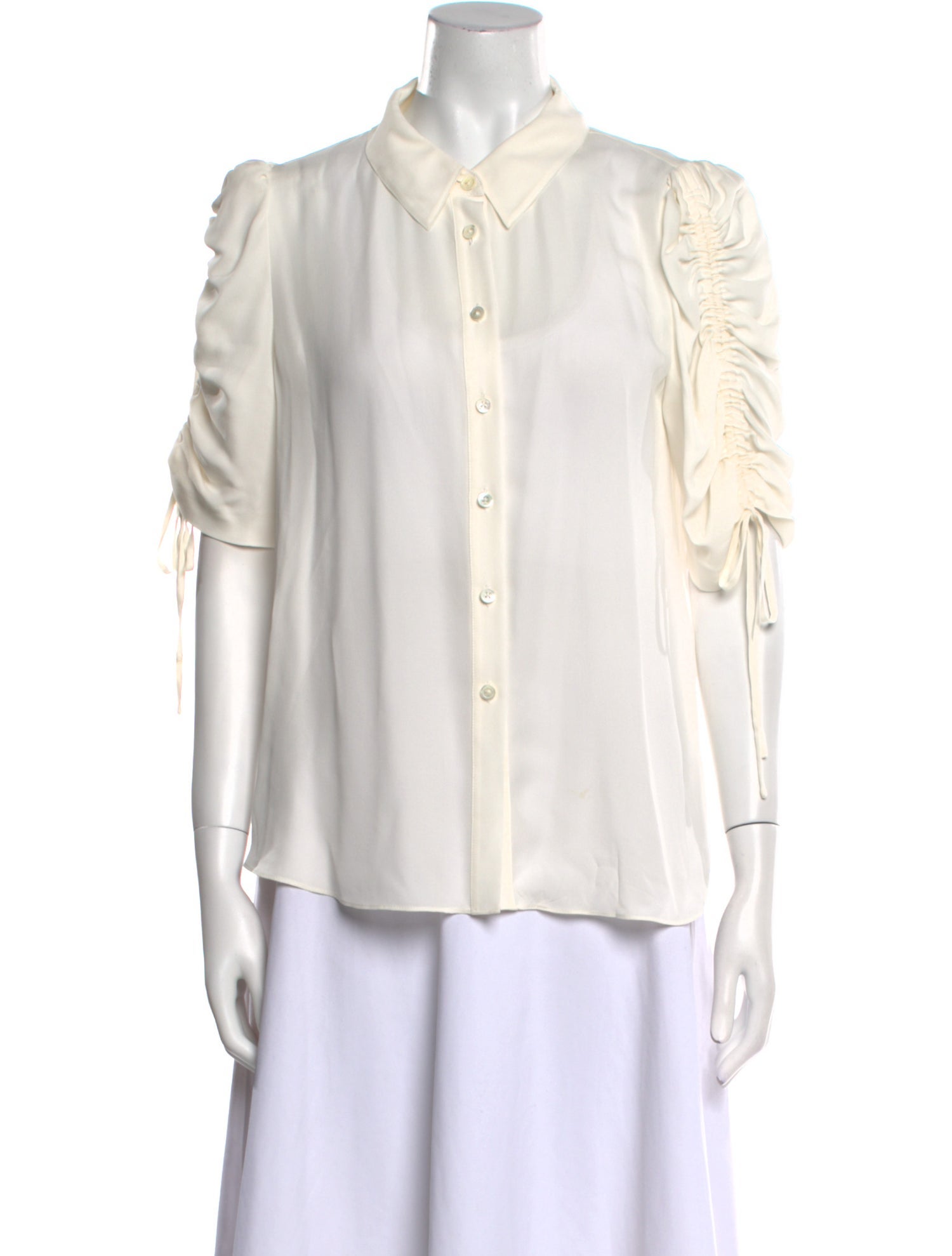 Veronica Beard Silk Short Sleeve Button-Up Top