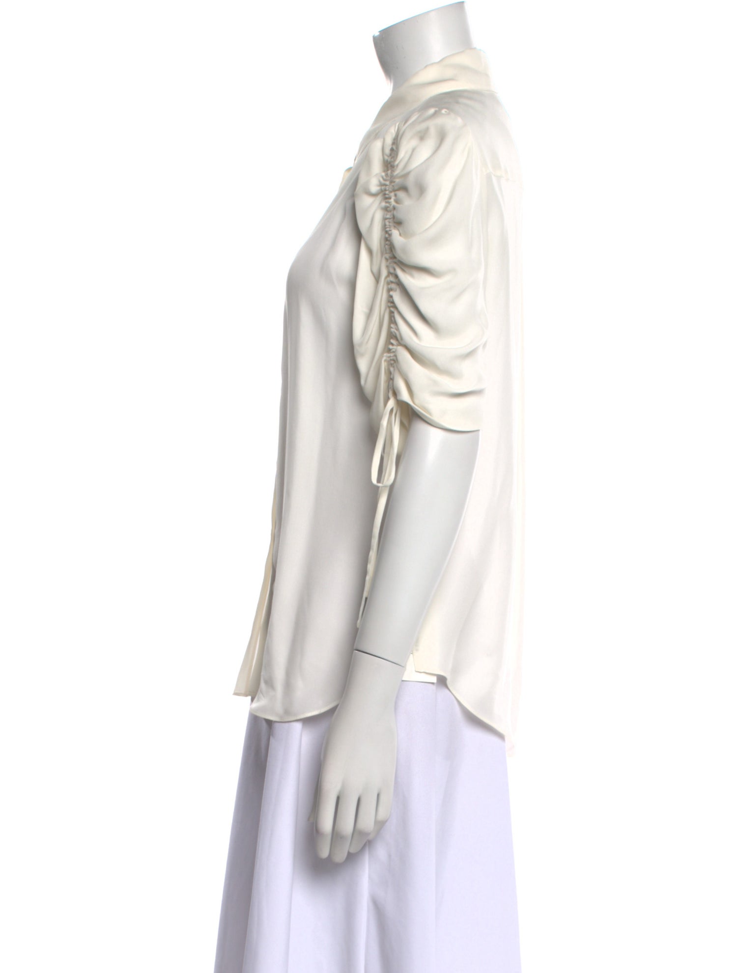Veronica Beard Silk Short Sleeve Button-Up Top