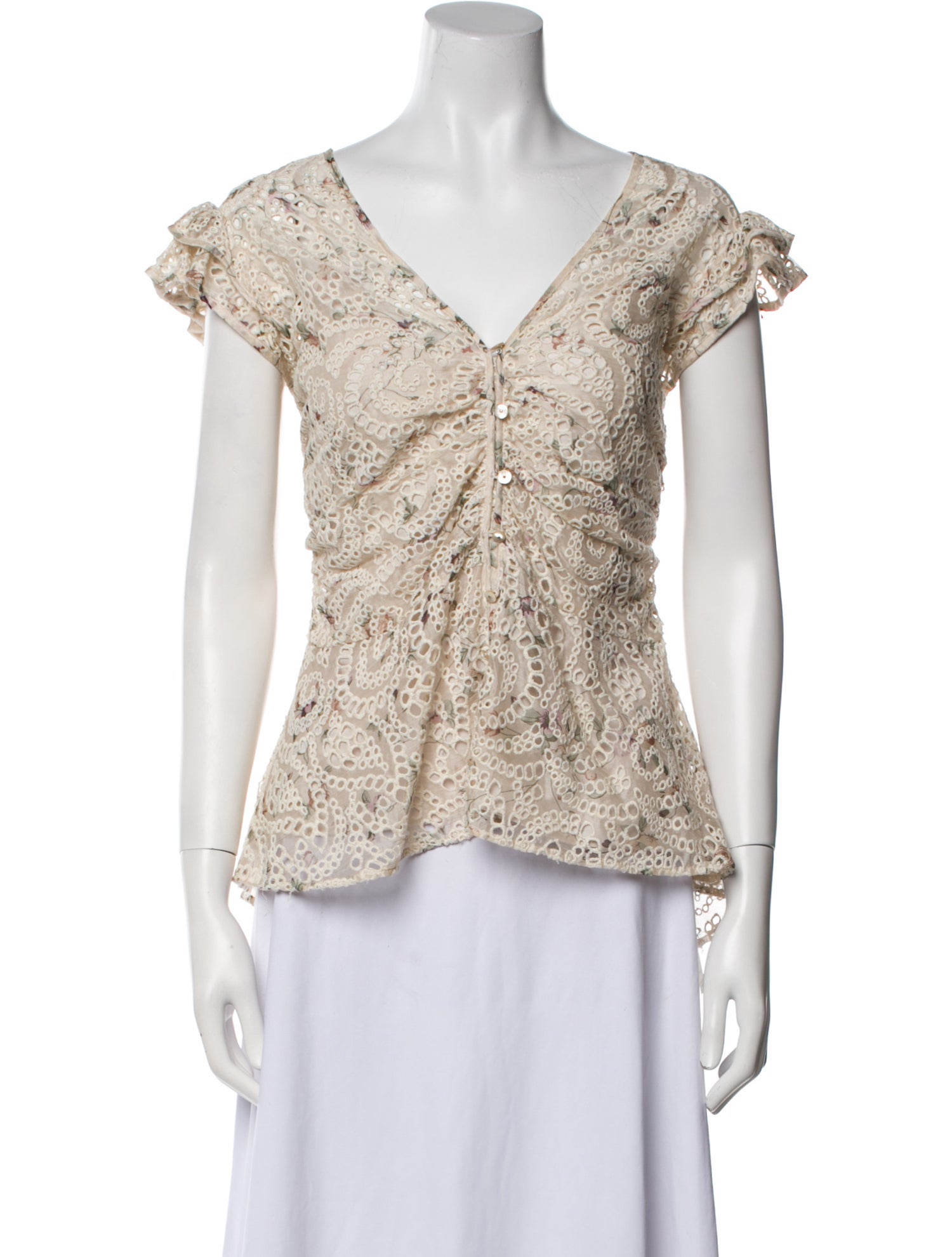 Veronica Beard Printed V-Neck Top