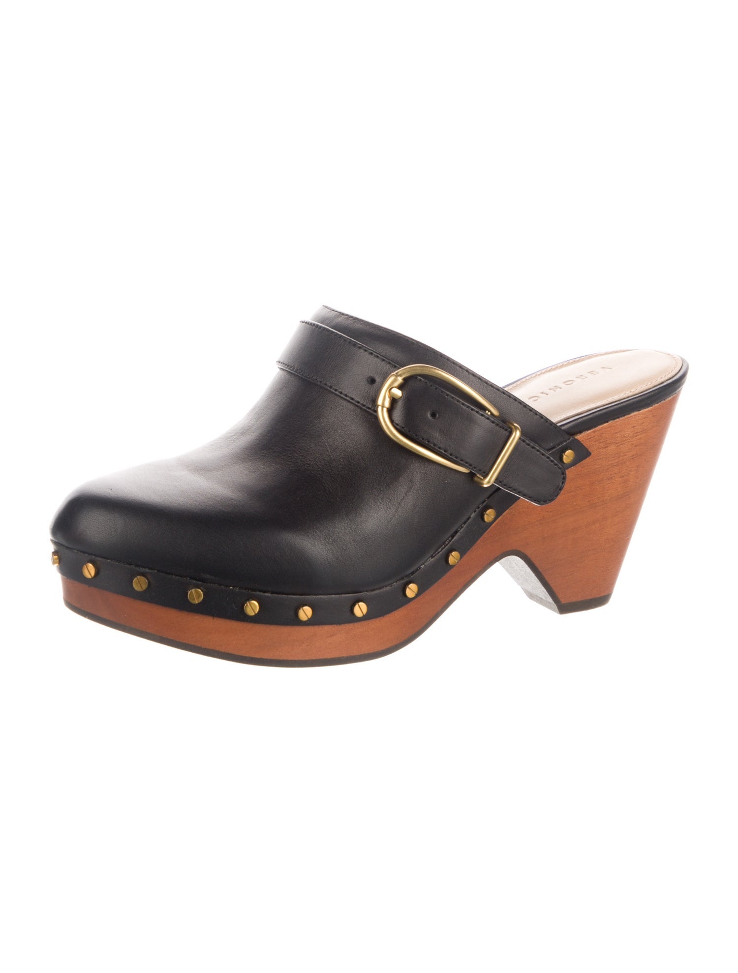 Veronica Beard Leather Studded Accents Mules